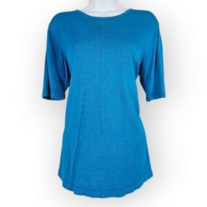 Casual Corner blue silk blouse top Womens Medium